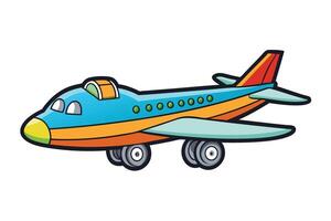Cheerful and engaging airplane illustration with a playful style, bold outlines, and colorful design suitable for various creative uses vector