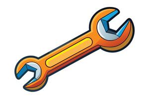 Illustrated wrench tool icons in bright colors, symbolizing repair, engineering, and mechanical work, isolated on white background vector