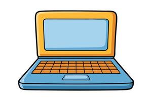 Bright and playful cartoon style laptop icon, representing digital communication, education, online work, and internet technology vector