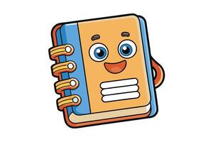 Cartoon style smiling address book icon with vibrant colors, expressive eyes, and playful design, perfect for educational or digital use vector
