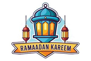 Decorative Ramadan Islamic elements with glowing lanterns and crescent moon themes ideal for banners and posters vector