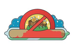 Illustration of a do not litter sign with a playful cartoon style design, highlighting environmental awareness and cleanliness themes vector