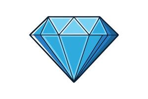 Elegant blue diamond illustration with clean lines and sparkling facets for branding, logos, and decorative use vector