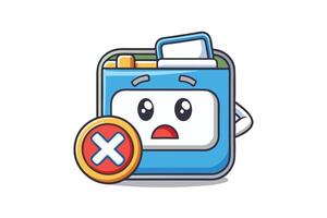 Cartoon folder with delete icon, illustration for file organization, storage, and UI themes vector