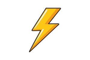 Bright and bold cartoon style lightning bolt icon, symbolizing energy, power, electricity, speed, and dynamic strength in design vector
