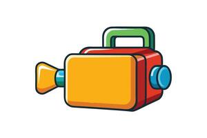 fun cartoon camera icon with expressive face, bright colors, and classic design symbolizing media production and entertainment vector