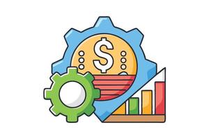 Money saving concept with colorful coins, arrows, and graphs showcasing effective budget optimization vector