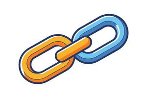 Dynamic cartoon chain icon with bold colors, representing internet links, digital security, and online networking concepts vector