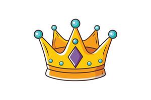 Cartoon style design of a golden crown with vibrant gemstones, ideal for themes of nobility, monarchy, or fantasy concepts vector