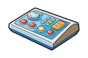 Colorful cartoon illustration of a modern control panel with buttons and sliders on a white background vector