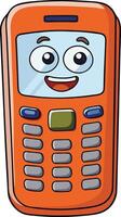 Smiling cartoon feature phone design showcasing retro technology with a playful and kid friendly aesthetic vector