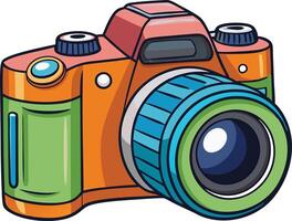Vintage inspired DSLR camera drawing showcasing colorful features and modern cartoon aesthetics for photography enthusiasts vector