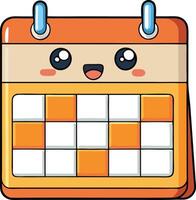 Bright and playful calendar illustration with animated face and colorful grid design for planners and organizational tools vector