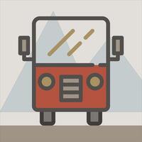Design Illustration graphic of front view bus icon with flat desaturated style. Suitable for UI, mobile design, web design, etc vector