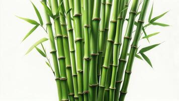 Lush green bamboo stalks arranged in a striking vertical display revealing nature's elegance and vitality photo