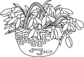 Basket with spring flowers. vector