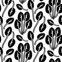 spinach pattern. Texture of the leaves and tufts is up. Culinary seasonings and spices. Seamless with fine details. Black silhouette on a white. illustration. Seasonings, spices, food additives vector