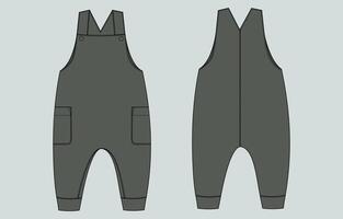 A pair of overalls with pockets and a zipper vector