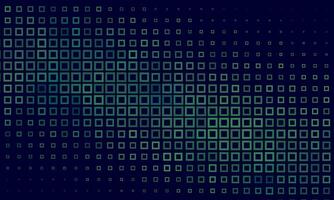Abstract spectrum green bottom squares mosaic dark blue background. pixel futuristic space. vector