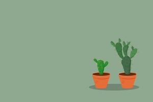 Template of plant pot, Cactus flower in brown plant pot on floor, flat graphic design. Blank space concept for quotes idea. vector