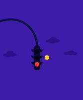traffic lights at night with moon in the background. vector