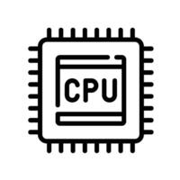cpu Line Icon White Background vector