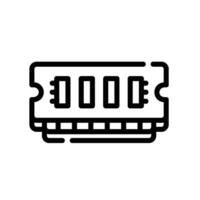 ram memory Line Icon White Background vector