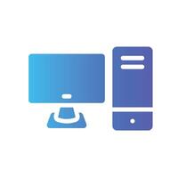 computer Flat Gradient Icon White Background vector