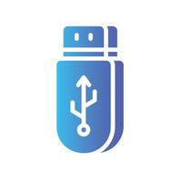 usb Flat Gradient Icon White Background vector