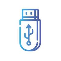 usb Line Gradient Icon White Background vector
