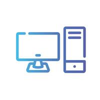 computer Line Gradient Icon White Background vector