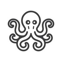 linear illustration of an octopus with tentacles vector
