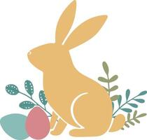 Easter composition with bunny and Easter eggs vector