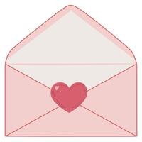Pink envelope with heart seal, the symbol of love in minimalist design vector