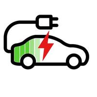 EV Charging electric car with plug icon and charging indicator bar, Electric vehicle parking and charging station sign vector