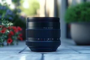 lens with a lens camera on blurred background photo