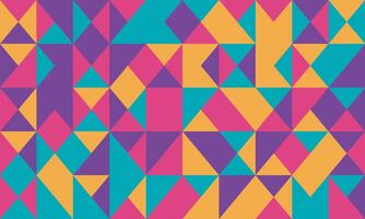 Vibrant geometric pattern featuring a playful arrangement of colorful triangles. Ideal for backgrounds, website design, textiles, or any project needing a bold, modern aesthetic. vector