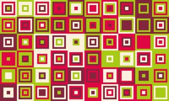 Vibrant geometric pattern featuring nested squares in red, green, and maroon. Ideal for backgrounds, textiles, or modern design projects. A bold, visually striking image with a retro feel. vector