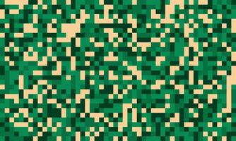 Abstract pixel art background. Green and beige squares create a textured, camouflage-like pattern. Ideal for website banners, digital art, and textile designs. Versatile and visually engaging. vector