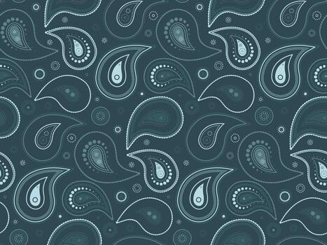 Elegant teal paisley pattern. Perfect for textile design, wallpaper, or website backgrounds. Features a sophisticated, repeating design with intricate details. vector