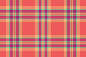 Vibrant coral, peach, and teal plaid pattern. Perfect for textile design, fashion, website backgrounds, or scrapbooking projects. Seamless repeat adds versatility. vector
