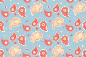 Charming pastel paisley pattern in coral and cream. Perfect for textile design, wallpaper, or any project needing a touch of elegant, vintage flair. Repeating seamless design. vector