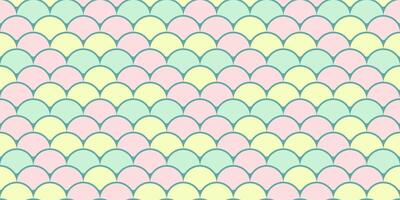 Charming pastel-colored seamless pattern featuring overlapping semicircles in a fish scale design. Ideal for textile prints, website backgrounds, or playful branding. vector