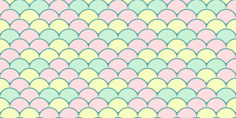 Charming pastel-colored seamless pattern featuring overlapping semicircles in a fish scale design. Ideal for textile prints, website backgrounds, or playful branding.