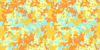 Vibrant pixel art abstract background. Perfect for website banners, digital designs, or textile prints. Unique, eye-catching color palette of orange, yellow, and light blue. vector