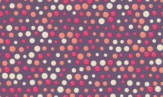 Delightful seamless pattern featuring pastel pink, coral, and cream circles on a muted purple background. Ideal for textile prints, website backgrounds, or playful branding. vector