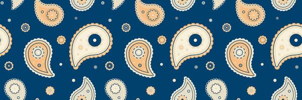 Elegant paisley pattern in calming blue and beige tones. Perfect for textile design, wallpaper, or website backgrounds. vector