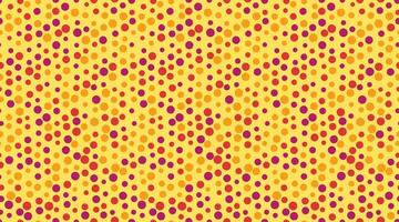 Vibrant, playful polka dot pattern featuring red, orange, and purple circles on a yellow background. Ideal for textiles, websites, packaging, and playful designs. Download now for your next project vector
