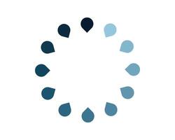 Stylish abstract loading animation. Circular design with teal and dark blue teardrop shapes. Perfect for websites, apps, and presentations to indicate progress or loading. Clean, modern aesthetic. vector