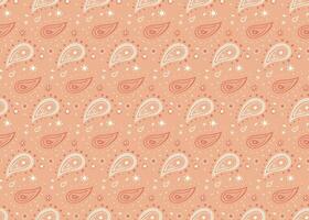 Charming peach-toned paisley pattern. Elegant, seamless design featuring delicate teardrop shapes and subtle dots. Perfect for textile prints, wallpapers, or website backgrounds. vector